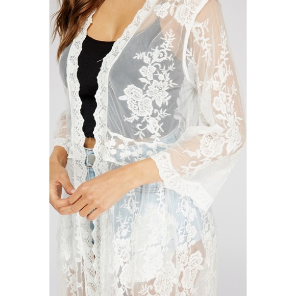 NWT Lace Kimono Cardigan in Ivory - Picture 6 of 7